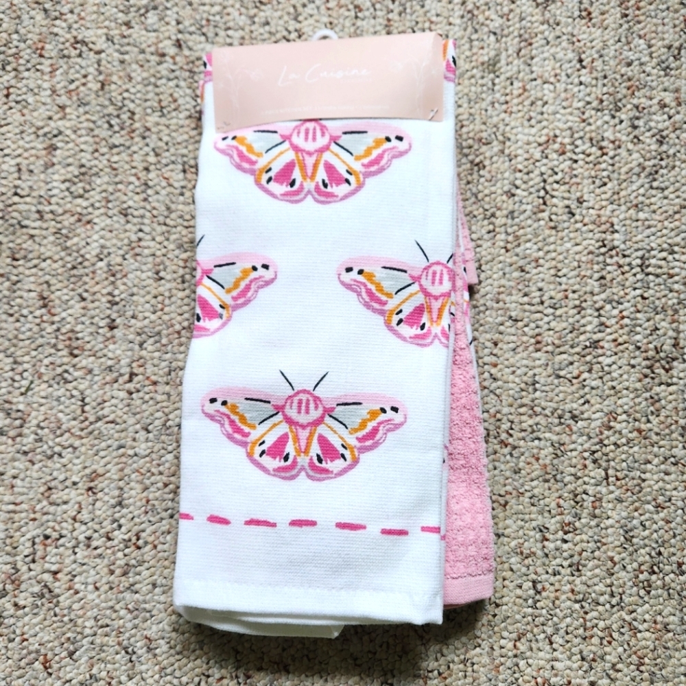 Pink Moth Hand Towels